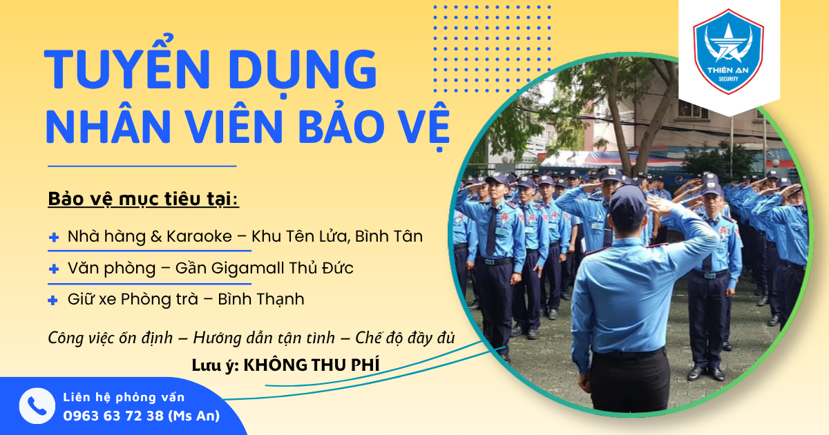 Tuyển dụng nhân viên bảo vệ tại TP.HCM tháng 08/2026